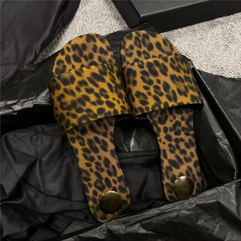 Damen Zehentrenner-Sandalen mit modernem Leopardenmuster und rutschfester Sohle EB