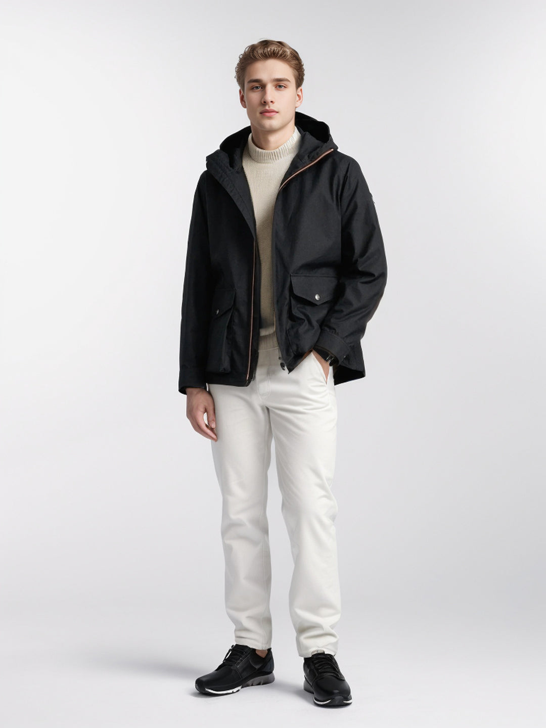 Herren funktionale Übergangsjacke mit abnehmbarer Kapuze EB