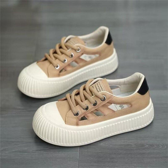Damen Sneaker mit atmungsaktiver Oberflächenstruktur und rutschfester Gummisohle EB