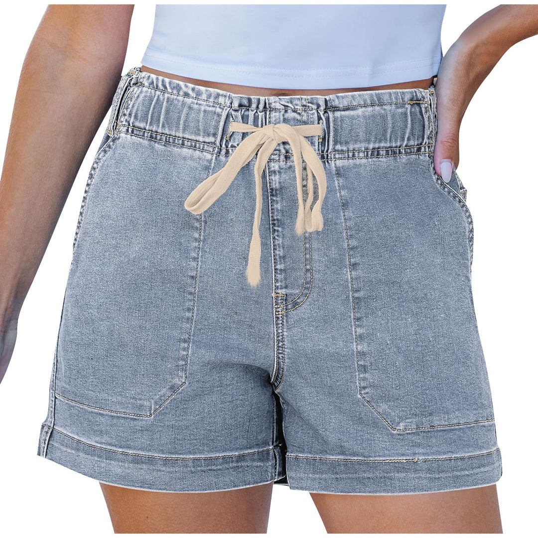 Damen bequeme Denim-Shorts mit Gummizug und praktischen Taschen EB