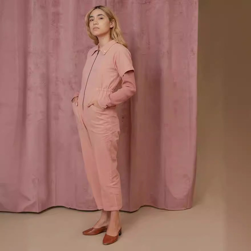 Damen legerer Jumpsuit mit praktischen Taschen und Reißverschluss EB