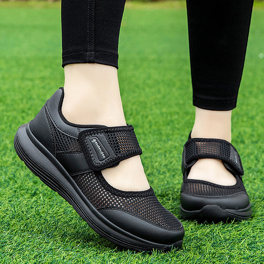 Damen Sportliche Klettverschluss Sneakers mit atmungsaktivem Obermaterial EB