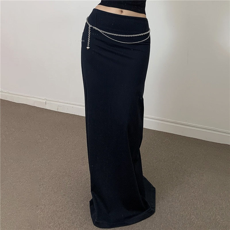Damen Eleganter Midi-Rock mit seitlichem Schlitz und elastischem Bund EB