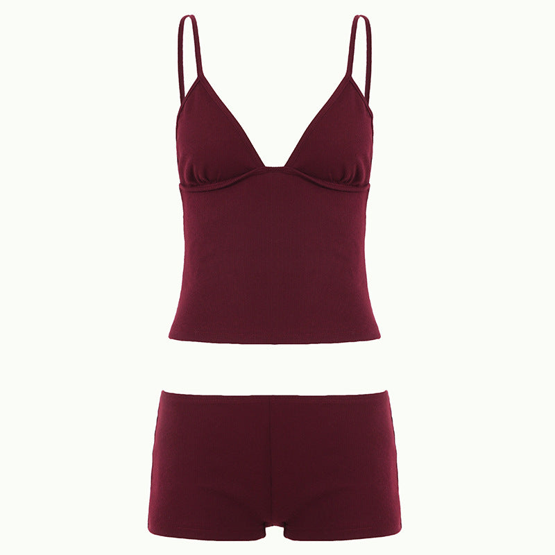 Damen Pyjama-Set mit Rüschendetails und Knopfverschluss EB