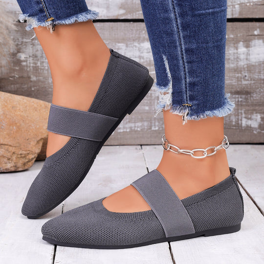 Damen Komfortable Ballerinas mit elastischem Riemen EB