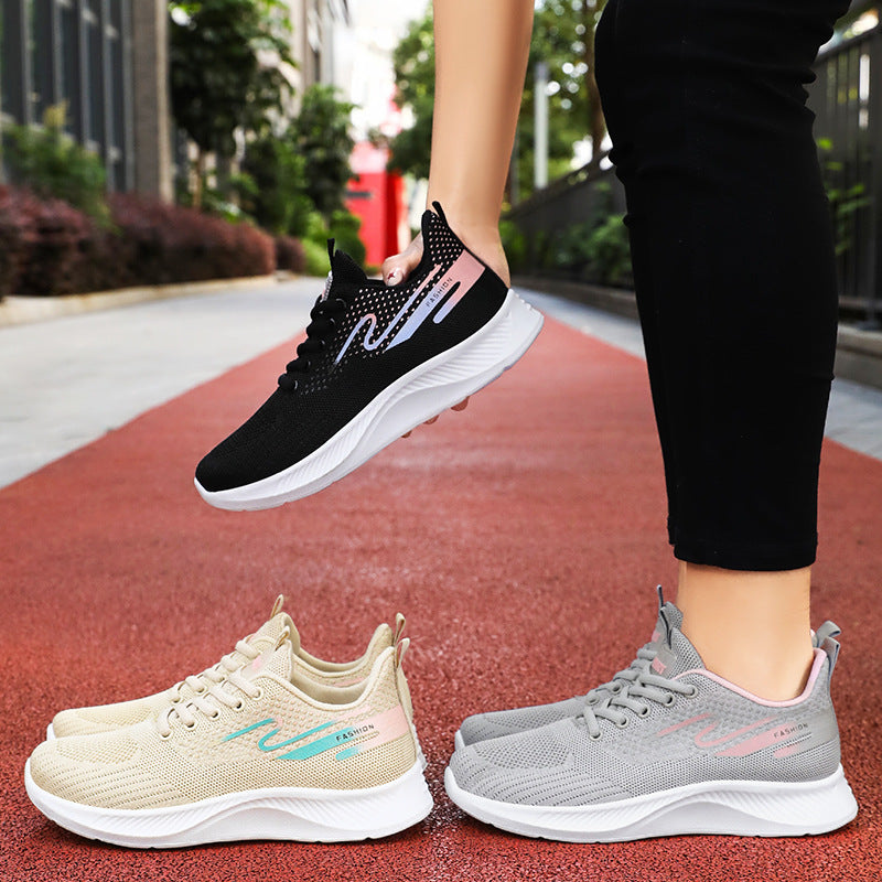 Damen Sportliche Sneakers mit atmungsaktiver Netzstruktur und dämpfender Sohle EB