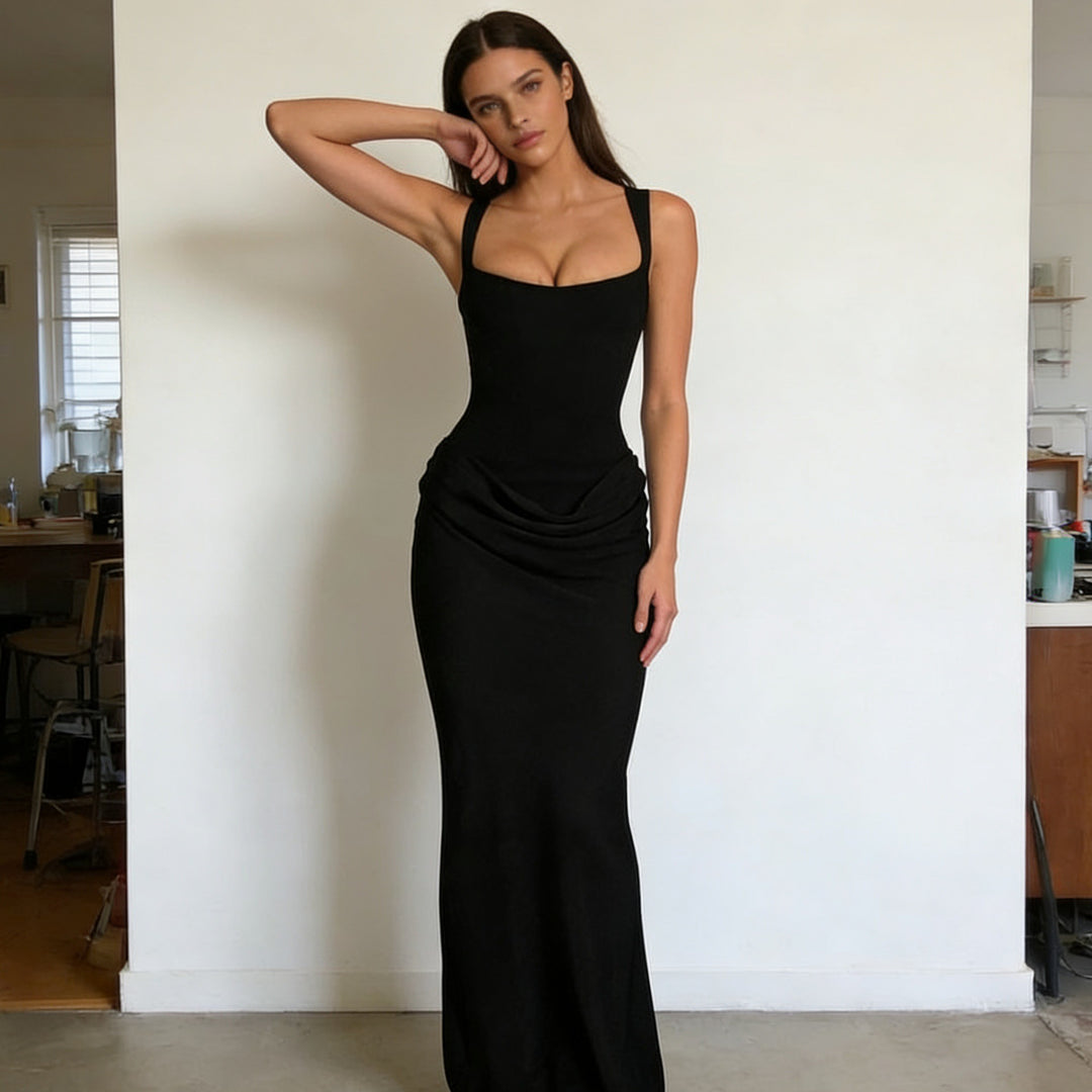 Damen Elegantes Wickelkleid mit schulterfreien Trägern und raffiniertem Drapierungsdetail EB