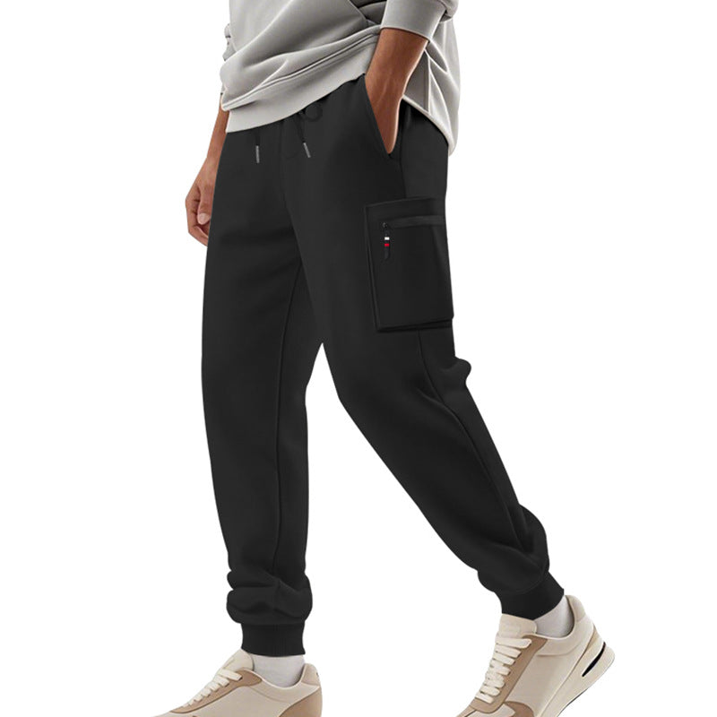 Herren Cargo-Jogginghose mit Reißverschluss-Cargotasche, elastischem Bund und geripptem Saum EB