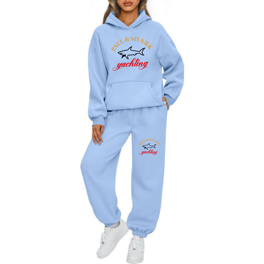 Damen nan oversized Hoodie und Jogginghose Set mit Kapuze Kängurutasche und gerippten Bündchen EB