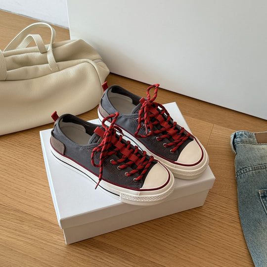 Damen Modische Sneaker mit atmungsaktiver Canvas-Oberfläche und robustem Sohlenprofil EB