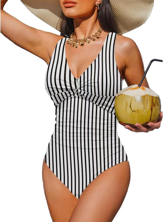 Damen Eleganter Einteiler Badeanzug mit modischem Twist EB