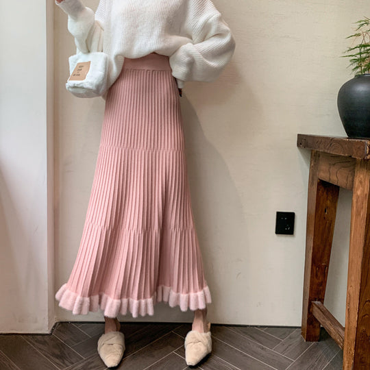 Damen Plisseerock mit voluminösem Saum EB