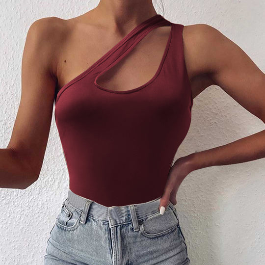 Damen asymmetrisches Bodysuit mit modischem Cut-Out EB