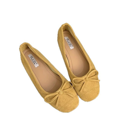 Damen bequeme Ballerinas mit dekorativem Schleifenakzent und elastischem Fußbett EB