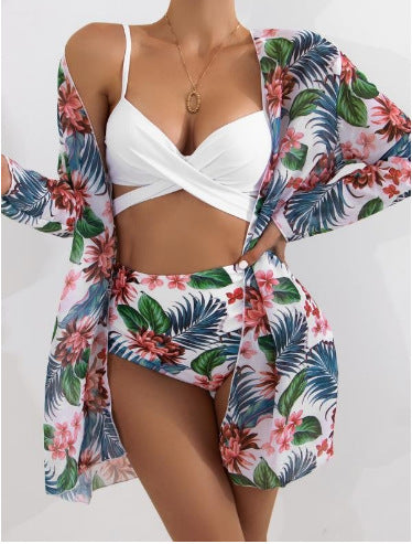 Damen Zweiteiliges Bikini-Set mit floralem Wickelüberwurf EB