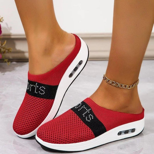 Damen Sportliche Slip-On Sneakers mit atmungsaktivem Obermaterial und dämpfender Sohle EB
