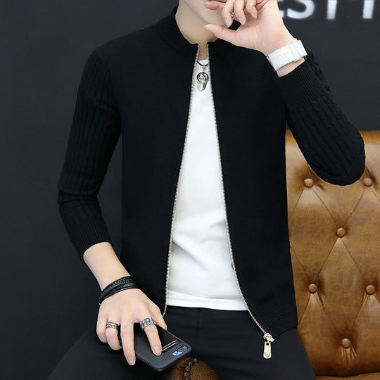 Herren Strickjacke mit modernem Reißverschluss und eleganten Ziernähten EB