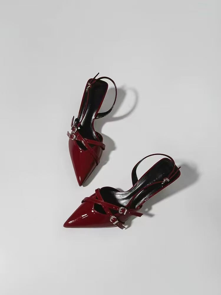 Damen elegante Slingback-Pumps mit modischen Schnallen EB