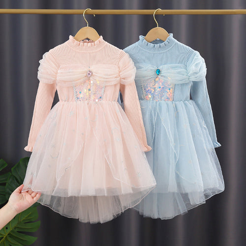 Mädchen festliches Tüllkleid mit funkelnden Applikationen EB