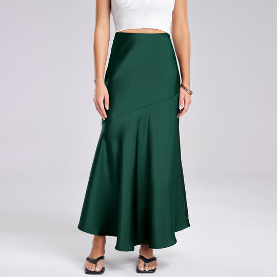 Damen Eleganter fließender Maxirock mit diagonaler Naht EB
