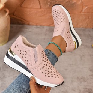 Damen sportliche Slip-On Sneakers mit atmungsaktivem Obermaterial und dekorativen Perlendetails EB