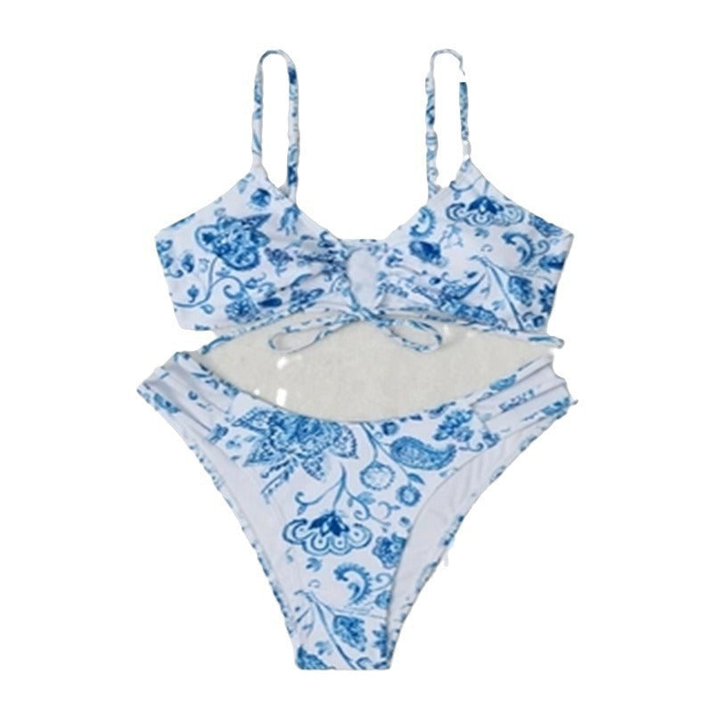 Damen Bikini-Set mit floralem Design und raffinierter Schnürung EB