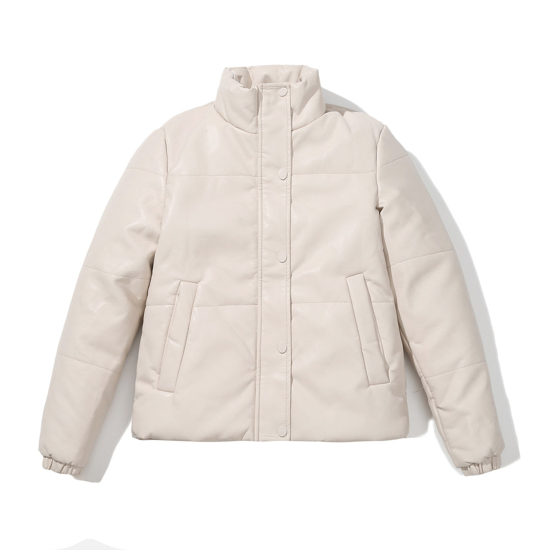 Damenkuschelige Kunstlederjacke mit raffiniertem Steppdesign EB