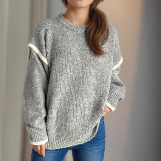Damen Grobstrickpullover mit lässigem Schnitt und strukturiertem Design EB
