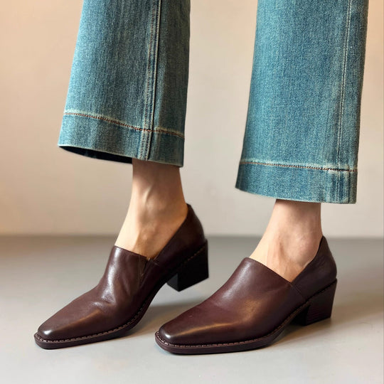 Damen elegante Slipper mit modischem V-Ausschnitt und komfortablem Blockabsatz EB
