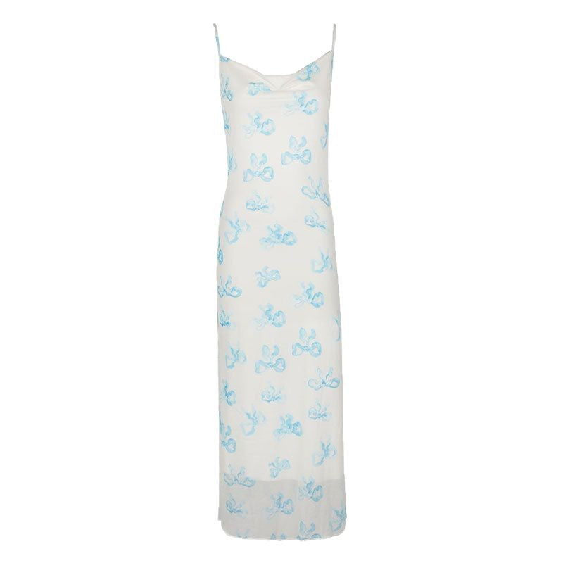 Damen Elegantes Sommerkleid im minimalistischen Stil mit feinen Spaghetti-Trägern EB