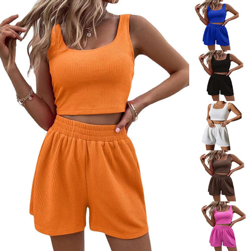 Damen Sportliches Crop-Top und Shorts Ensemble EB