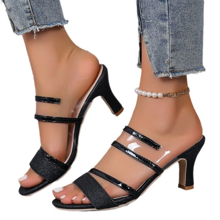 Damen elegante Slingback-Sandalen mit funkelnden Akzenten EB