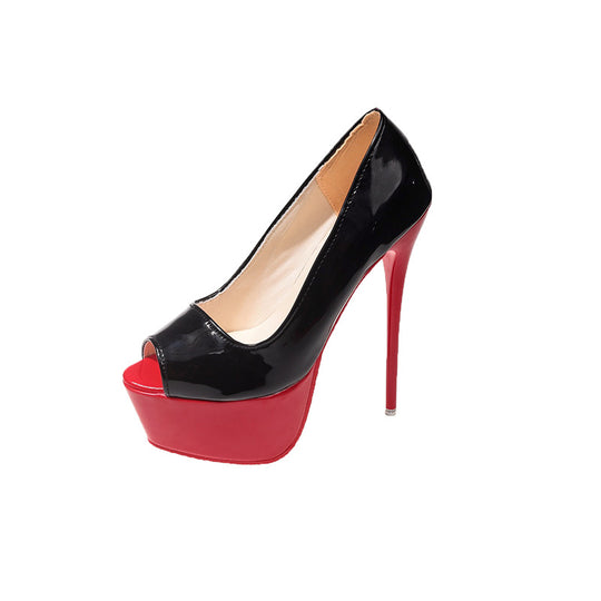 Damen Peeptoe High Heels mit Plattform und hohem Stiletto-Absatz EB