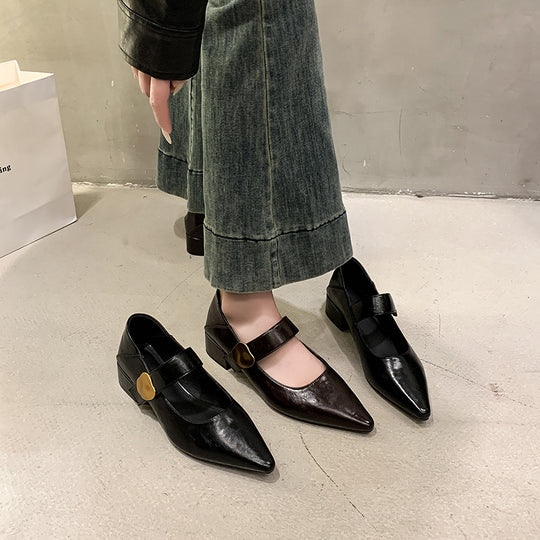 Damen Elegante Slipper mit dekorativem Riemchen und modischem Absatz EB