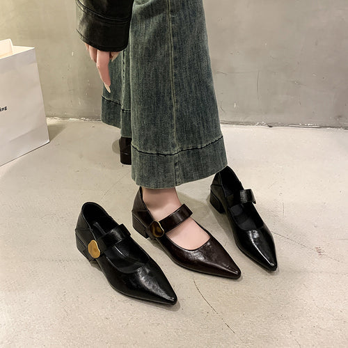 Damen Elegante Slipper mit dekorativem Riemchen und modischem Absatz EB