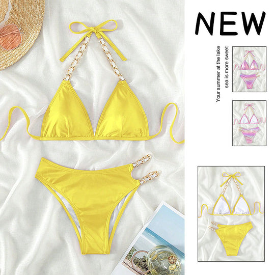 Damen Triangel-Bikini mit glamourösen Kettenakzenten EB