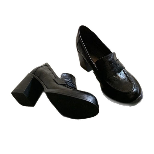 Damen Modische Blockabsatz-Slipper mit edlem Leder EB