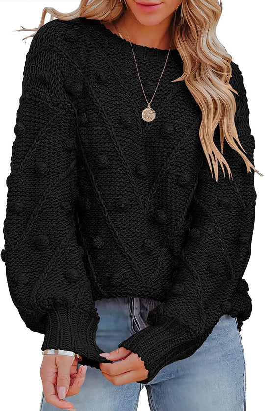 Damen stylischer Strickpullover mit strukturiertem 3D-Muster EB
