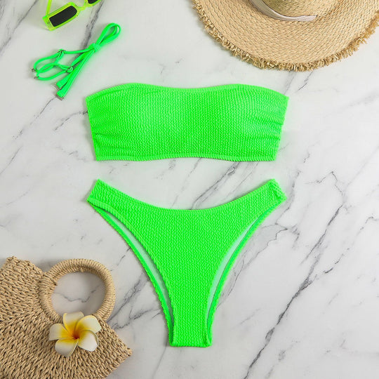 Damen Bandeau Bikini mit strukturierter Oberfläche EB