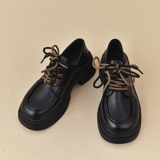Damen modische Schnürschuhe mit robustem Sohlenprofil und hochwertiger Lederoberfläche EB