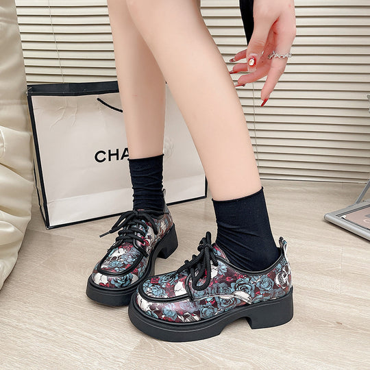 Damen Modische Plateausneaker mit floralem Muster und ausgefallenem Design EB