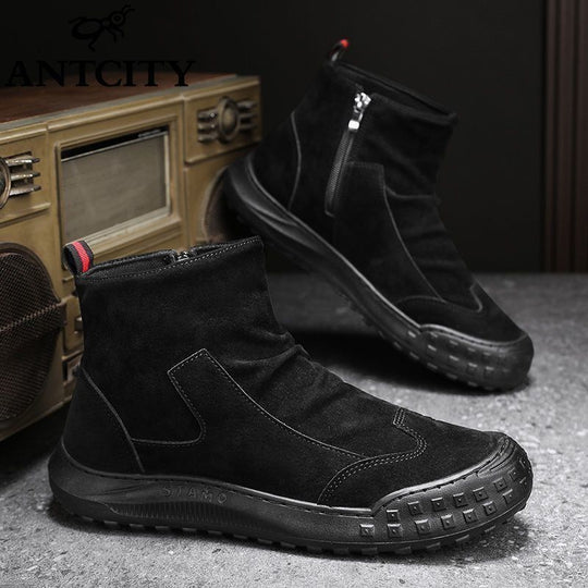 Damen Modische High-Top Stiefel mit einzigartiger Textur und rutschfester Sohle EB
