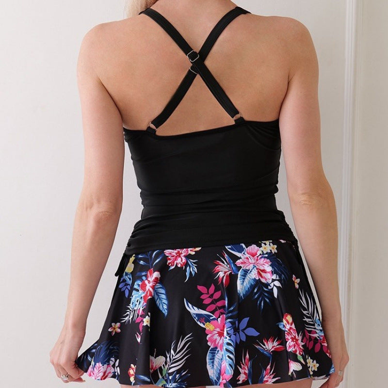 Damen Tankini-Set mit floralem Rock und figurformendem Oberteil EB