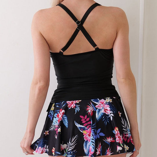 Damen Tankini-Set mit floralem Rock und figurformendem Oberteil EB