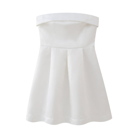 Damen Trägerloses Cocktailkleid mit elegantem Rüschensaum EB