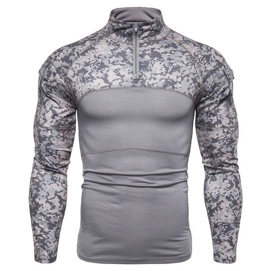 Herren Funktionsshirt mit Stehkragen und innovativem Camouflage-Design EB