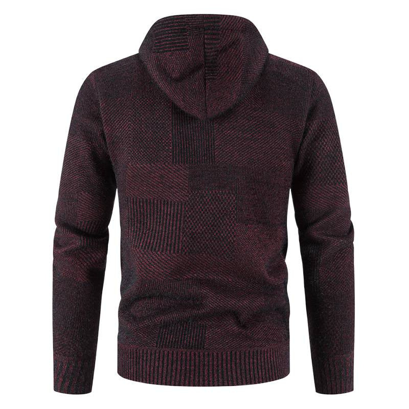 Herren Strickjacke mit Kapuze und modernen Strukturelementen EB