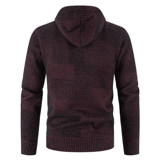 Herren Strickjacke mit Kapuze und modernen Strukturelementen EB
