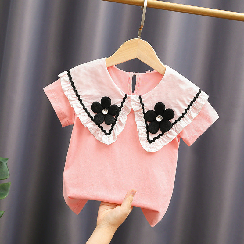 Damen elegante und verspielte Bluse mit Volantkragen EB
