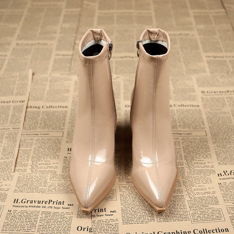 EB | Lackleder Stiefeletten mit Blockabsatz